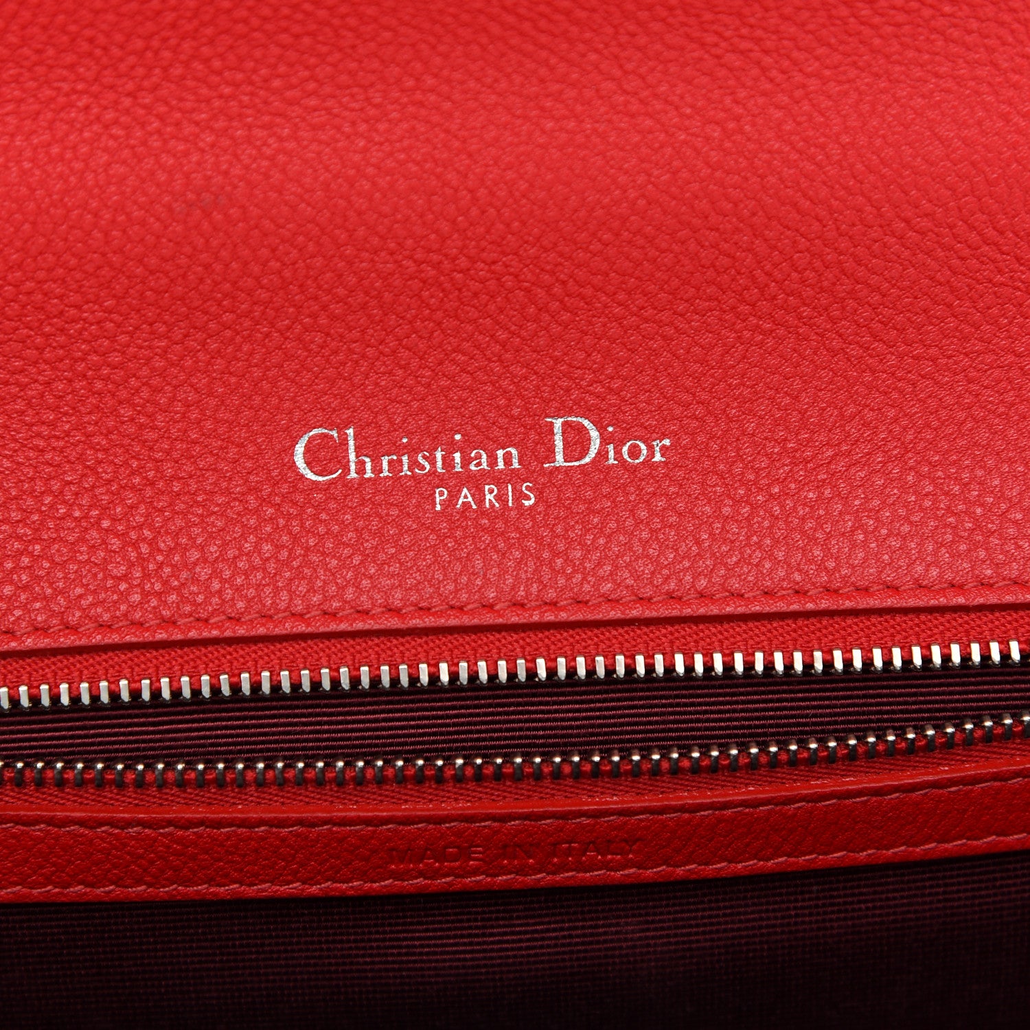 Christian Dior Grained Calfskin Medium Diorama Flap Bag Red 6 of 9