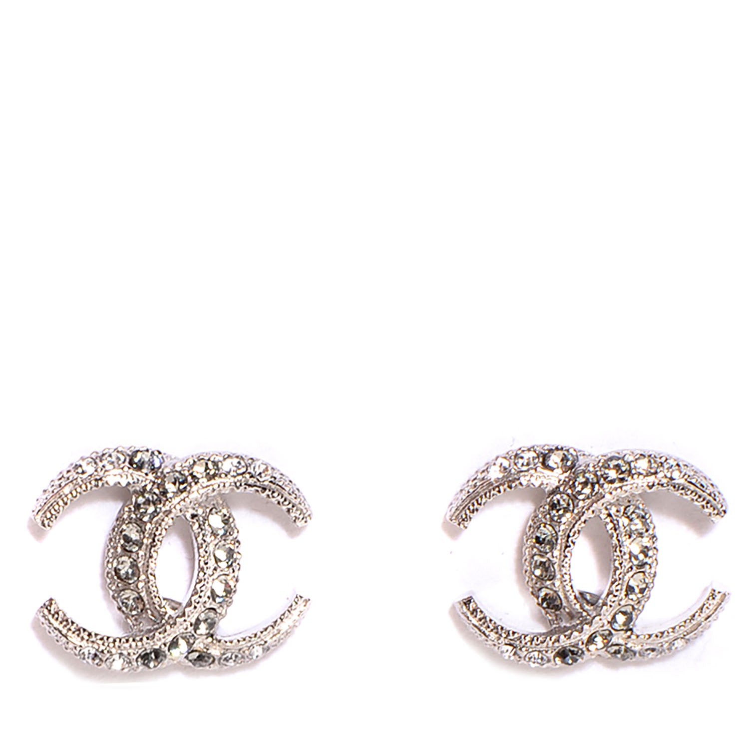 Chanel Crystal Moon CC Earrings Silver 1 of 5