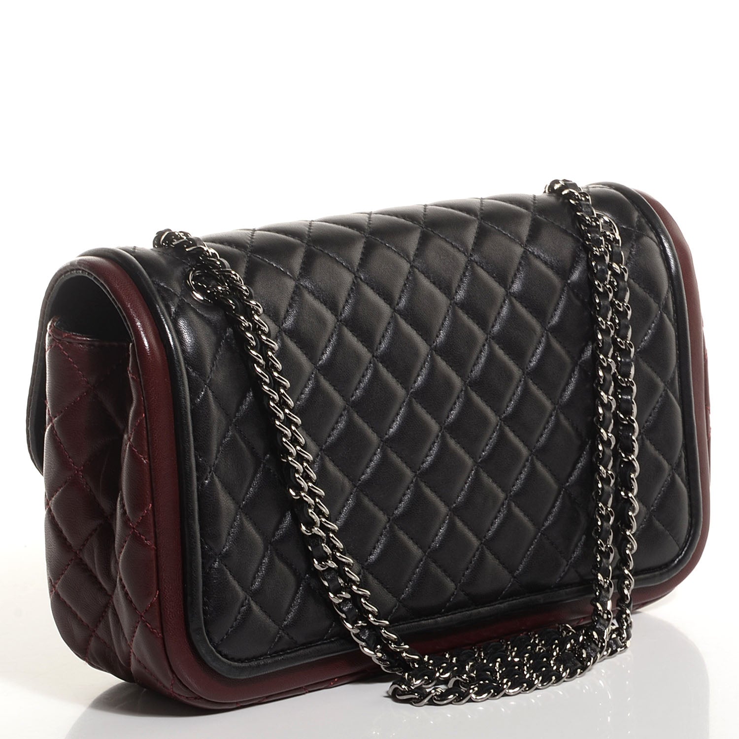 Chanel Lambskin Quilted Classic Twist Flap Bag Black Bordeaux 3 of 9