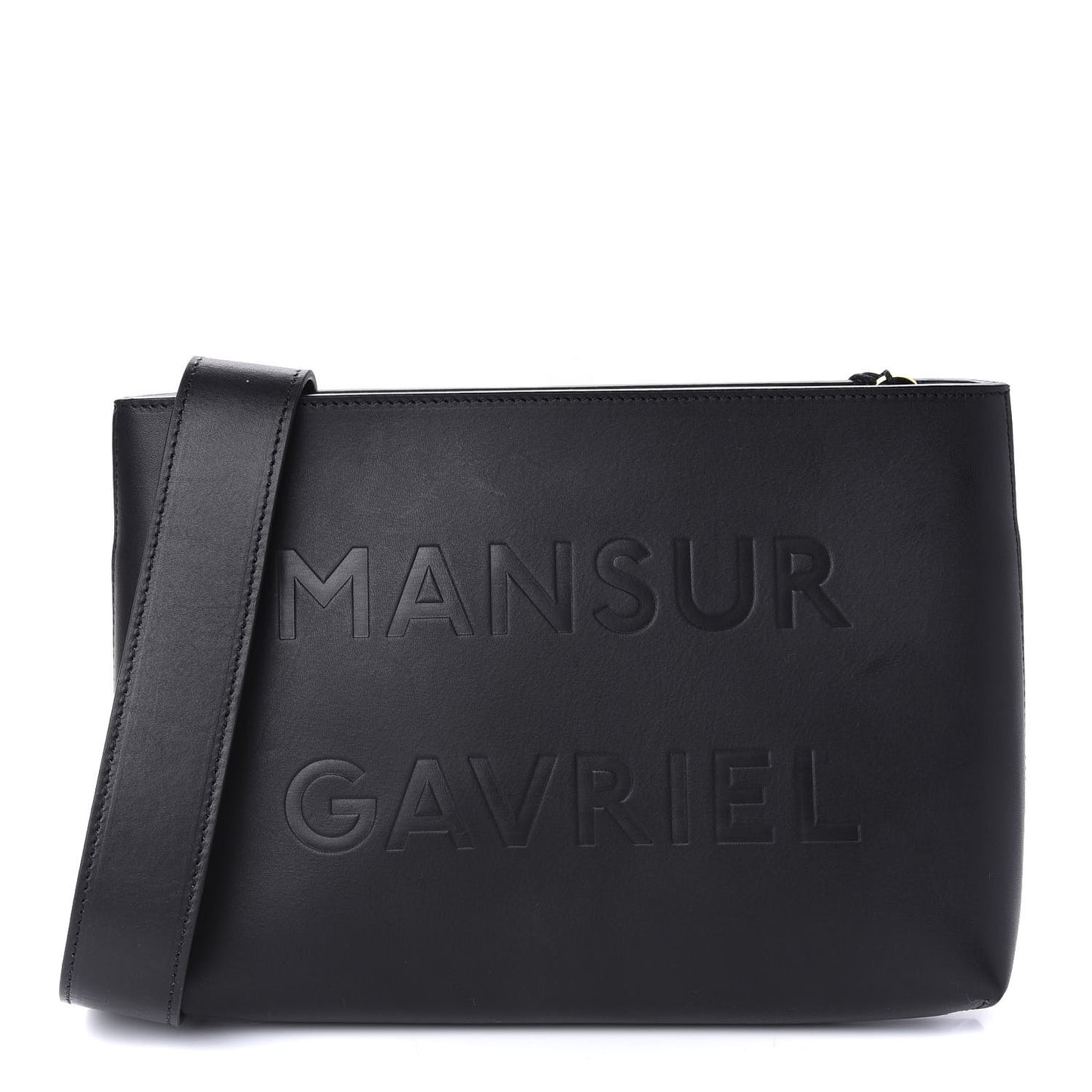 Calfskin Logo Debossed Bag Black