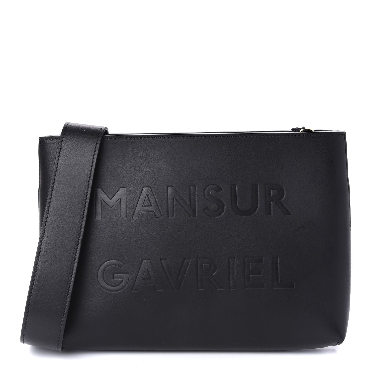 Mansur Gavriel Calfskin Logo Debossed Bag Black 1 of 9
