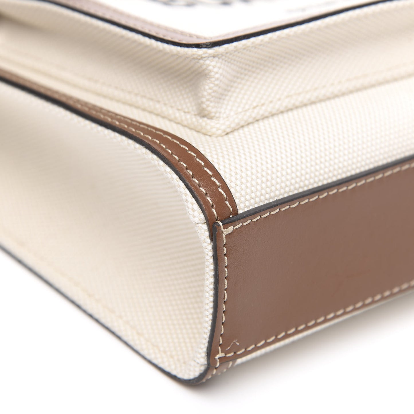 Canvas Smooth Calfskin Two Tone Mini Pocket Bag Natural Malt Brown