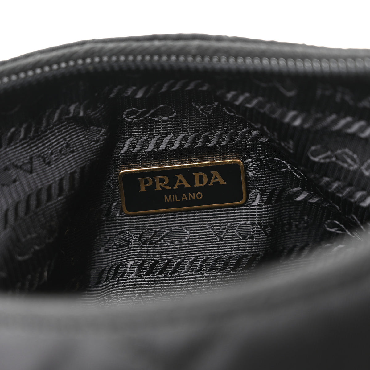 Prada Tessuto Nylon Stitched Shoulder Bag Black 6 of 11