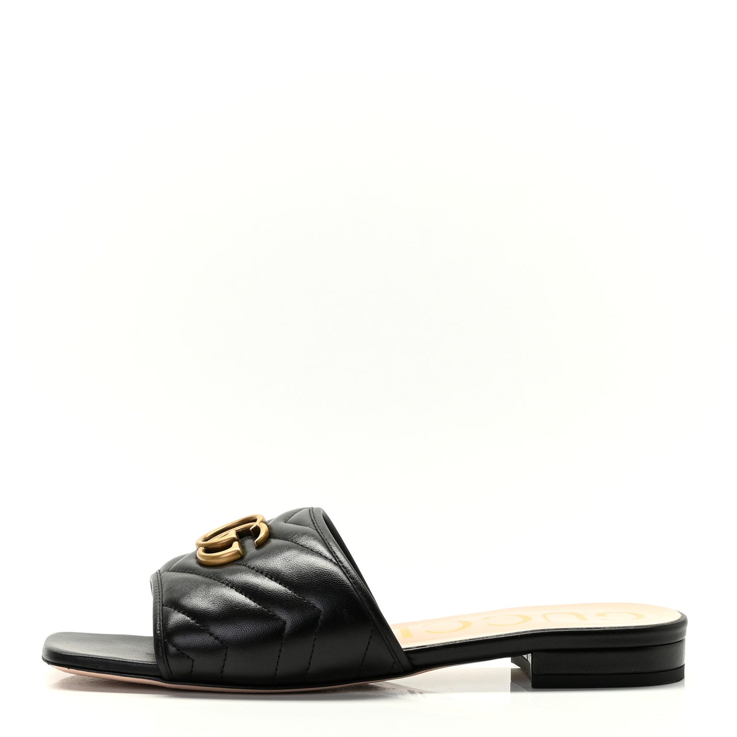 Nappa Matelasse GG Marmont Flat Slide Sandals 39.5 Black