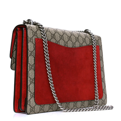 Gucci GG Supreme Monogram Suede Cudu Medium Dionysus Shoulder Bag Beige Ebony Vulcanic Red 2 of 5