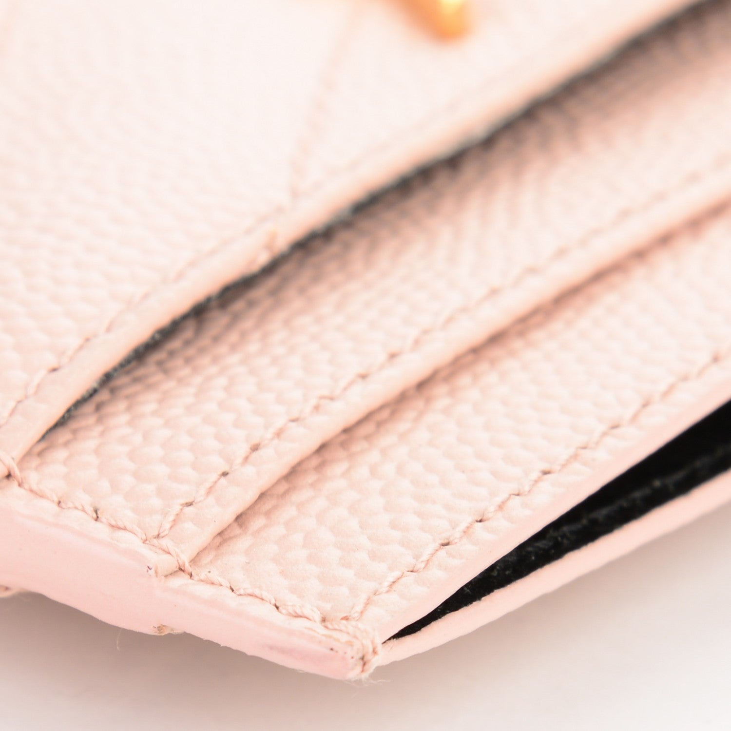 Saint Laurent Grain De Poudre Matelasse Chevron Monogram Credit Card Case Pale Pink 10 of 11