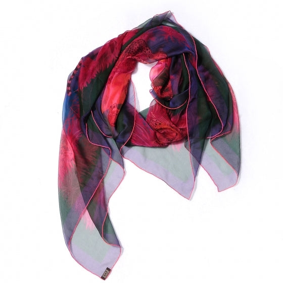 Hermes Silk Mousseline Guepards Scarf 140 Rose Bleu Vert 3 of 6