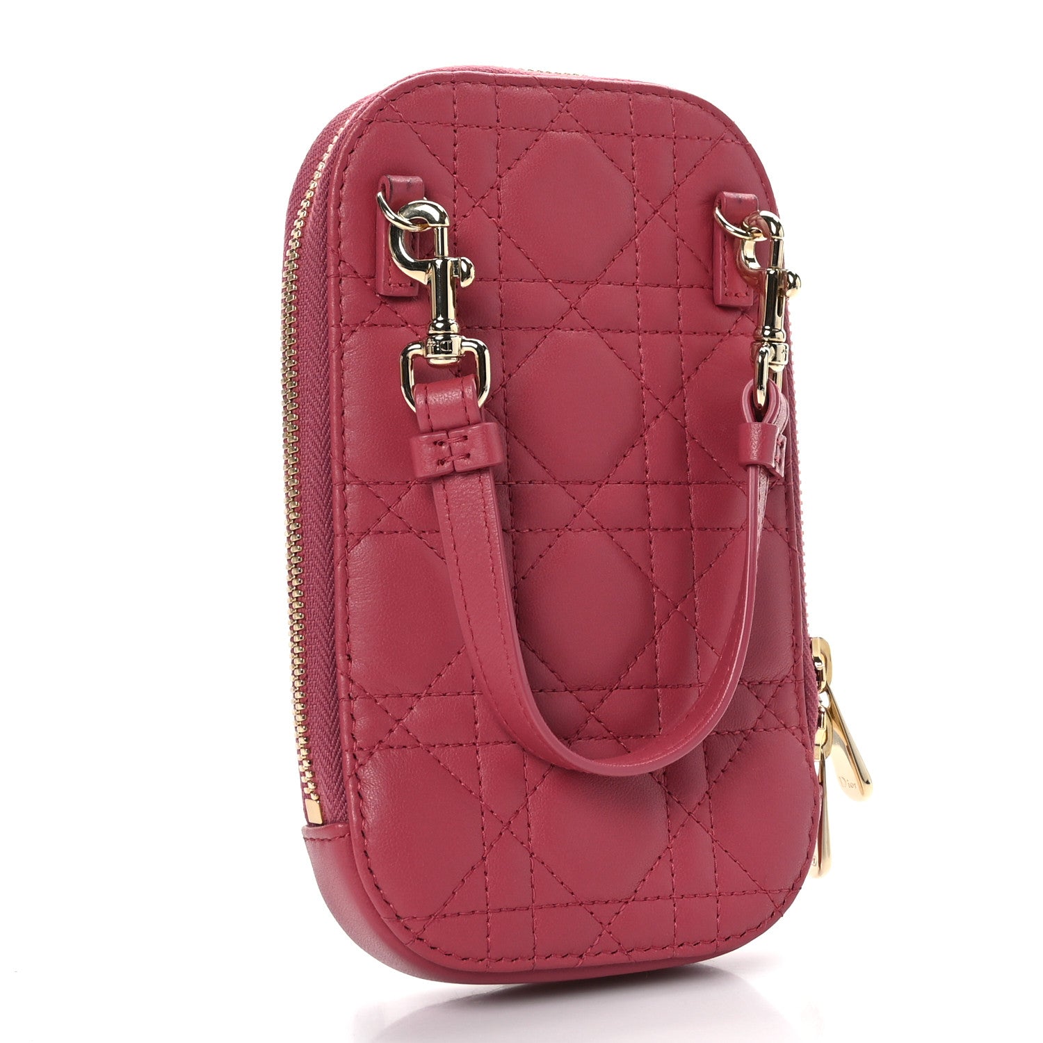 Christian Dior Lambskin Cannage Lady Dior Phone Holder Strawberry Pink 3 of 8