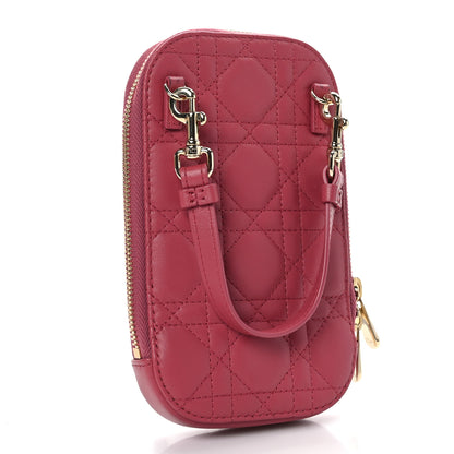 Christian Dior Lambskin Cannage Lady Dior Phone Holder Strawberry Pink 3 of 8