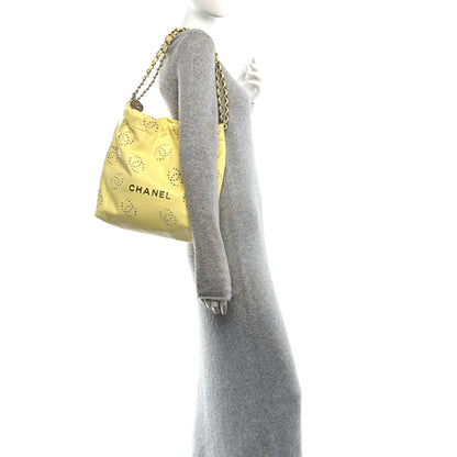 Chanel Shiny Calfskin Eyelet CC Small Chanel 22 Light Yellow 2 of 11