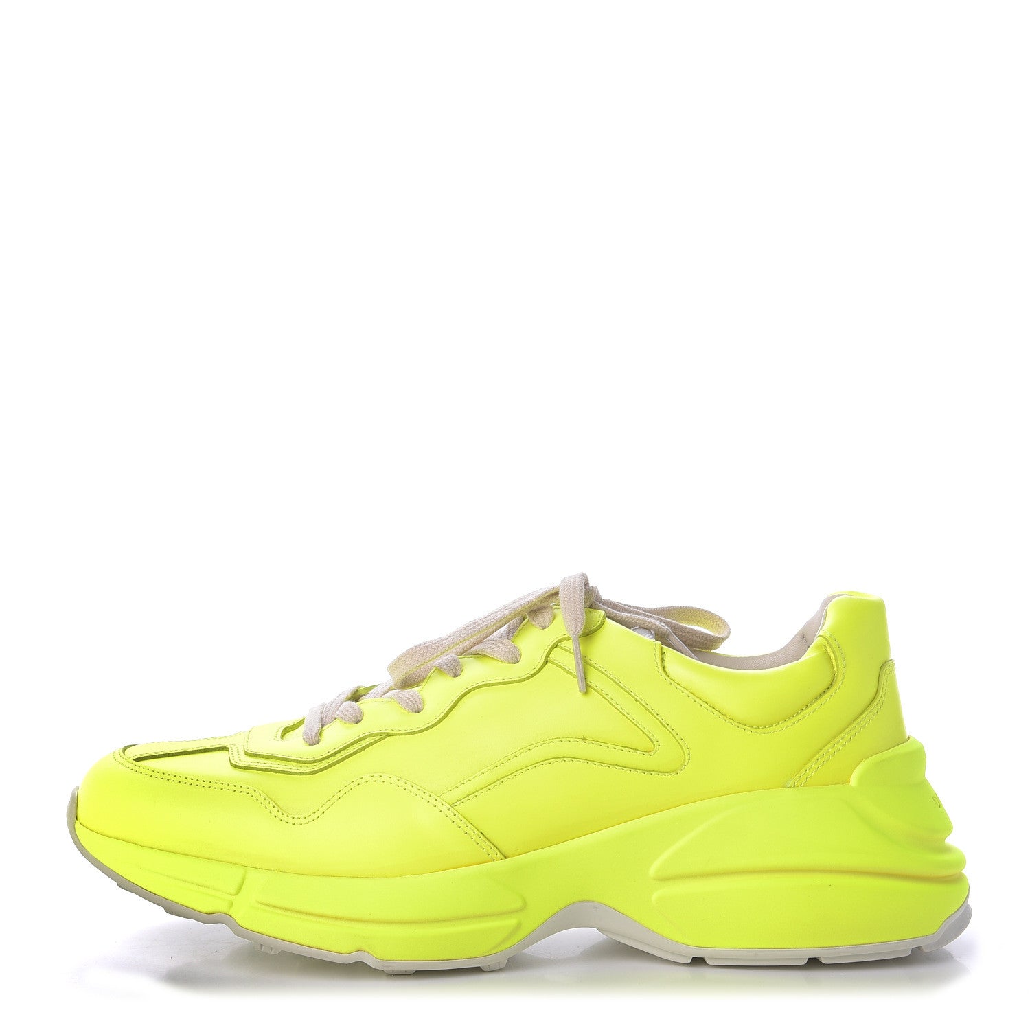 Gucci Calfskin Mens Rhyton Sneakers 10 Yellow Fluo 1 of 9