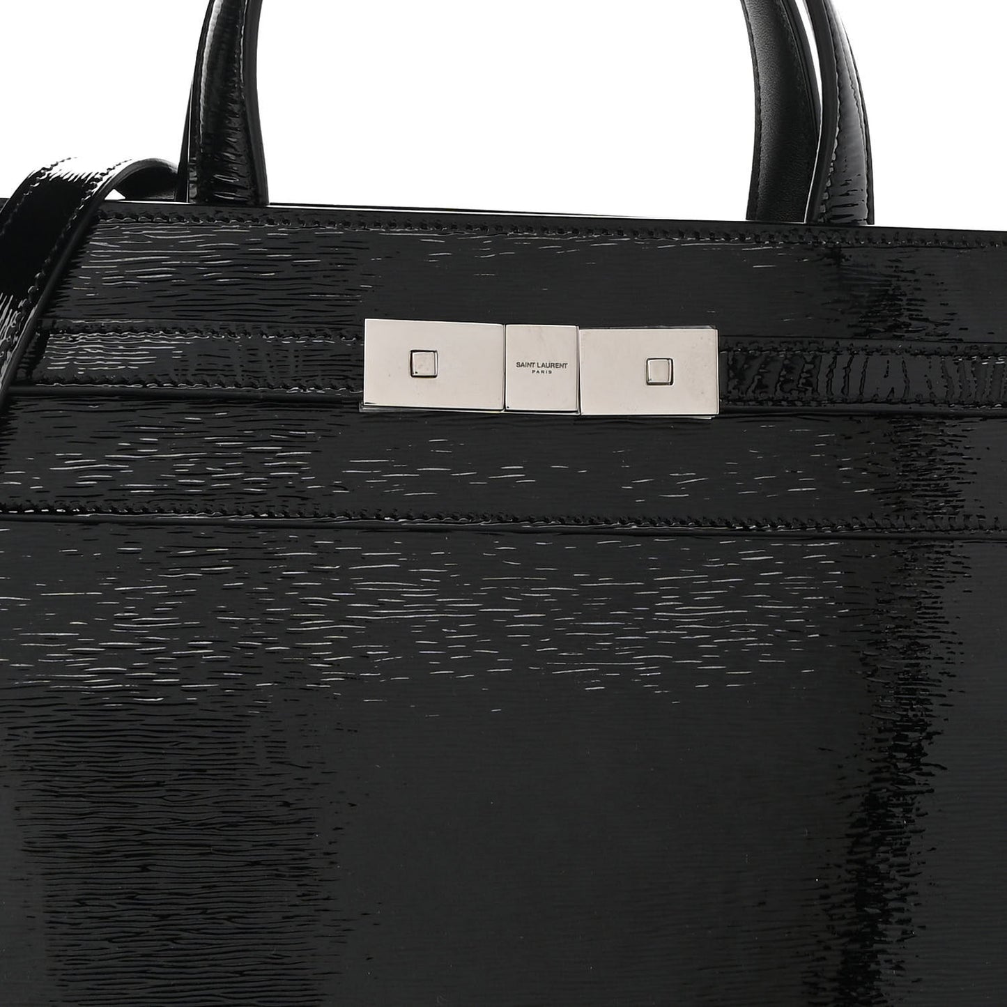 Patent Small Manhattan Shopper Tote Black