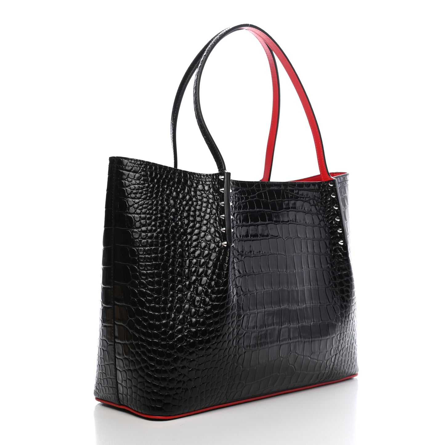 Calfskin Crocodile Embossed Spikes Large Cabarock Black