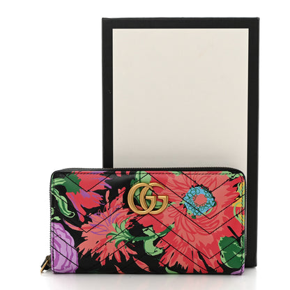 Gucci X KEN SCOTT Calfskin Matelasse Floral Print GG Marmont Zip Around Wallet Black 8 of 8