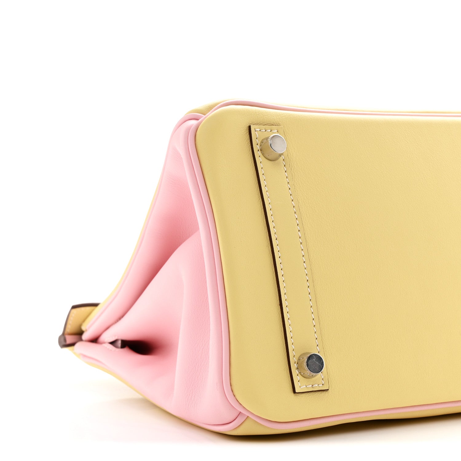 Hermes Swift Horseshoe Bi-Color Birkin 30 Jaune Poussin Rose Sakura 9 of 11