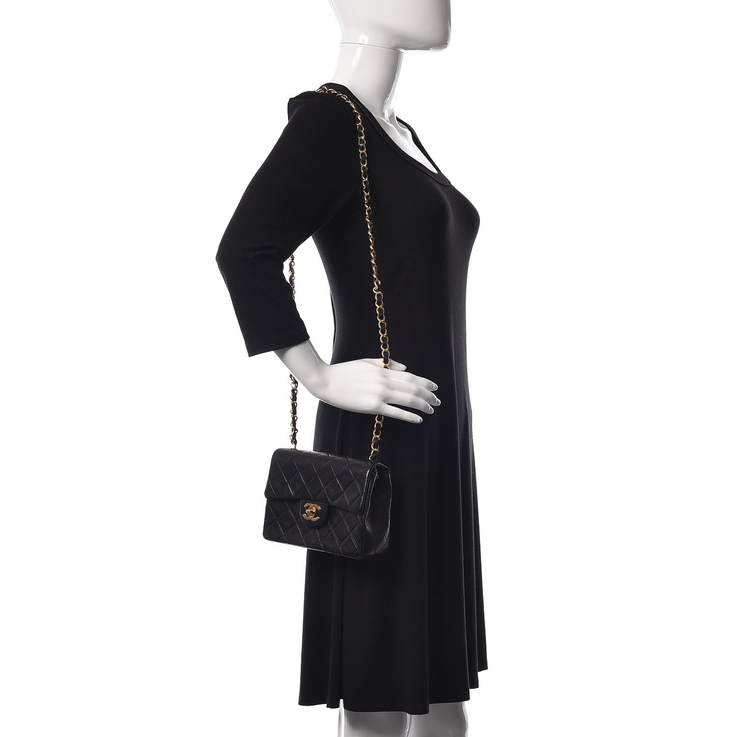 Chanel Lambskin Quilted Mini Square Flap Black 2 of 10