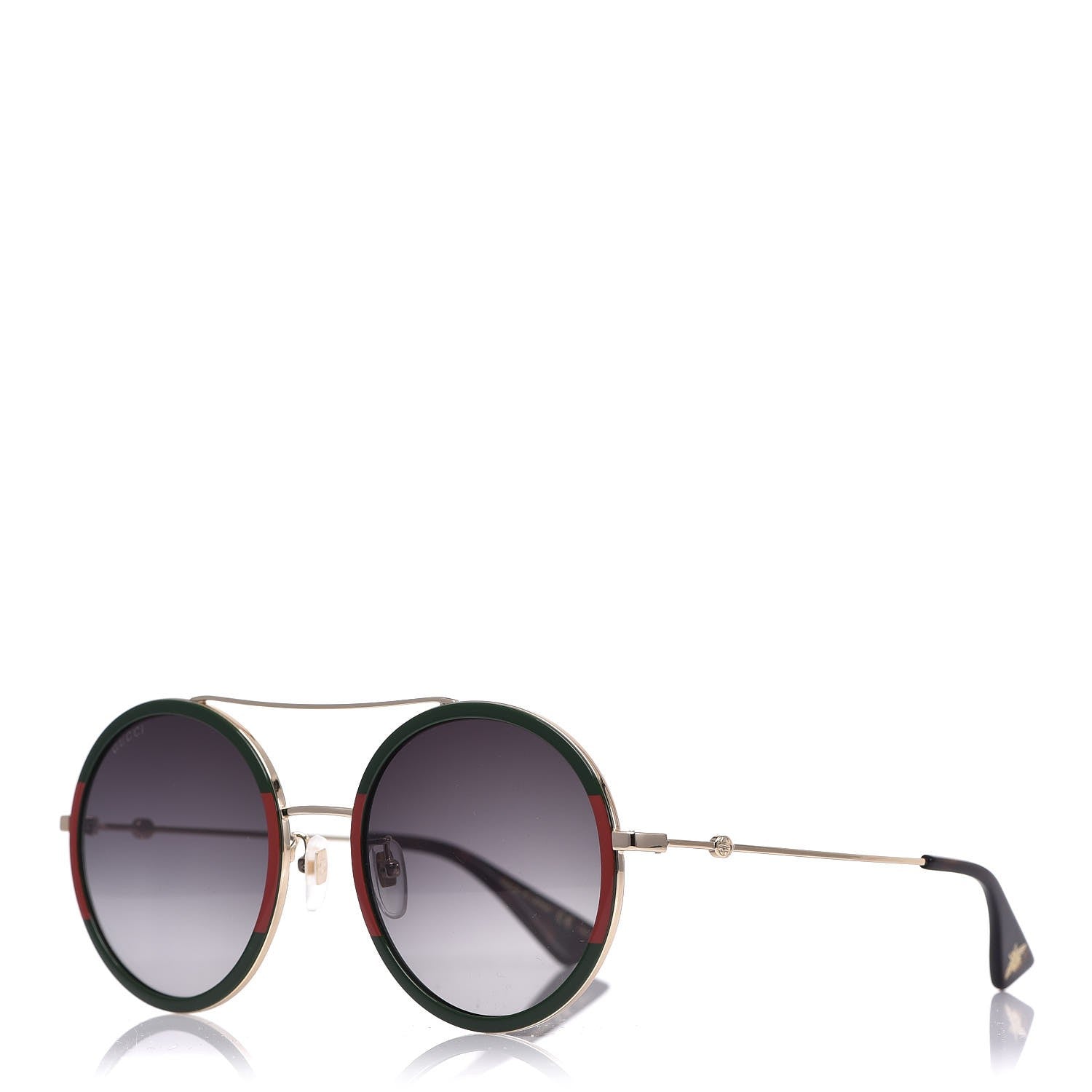 Gucci Round Frame Sunglasses GG0061S Gold Green 1 of 8