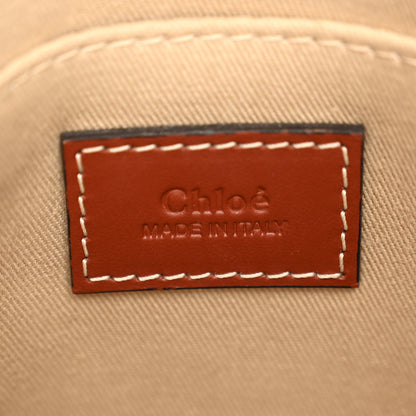 Chloe Cotton Calfskin Small Woody Ribbon Tote With Strap White Brown 6 of 10