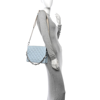 Louis Vuitton Lambskin Embossed Monogram Coussin PM Ice Blue 2 of 11