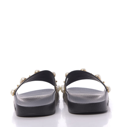 Gucci GG Supreme Monogram Slide Pearls Sandals 39 Beige 7 of 8