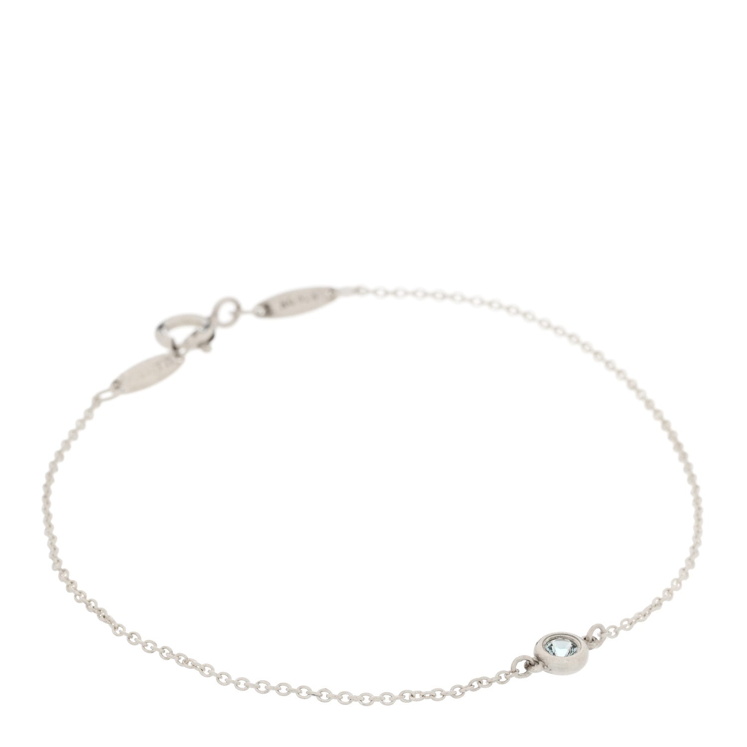 Tiffany Sterling Silver Aquamarine Elsa Peretti Color By The Yard Bracelet 1 of 7