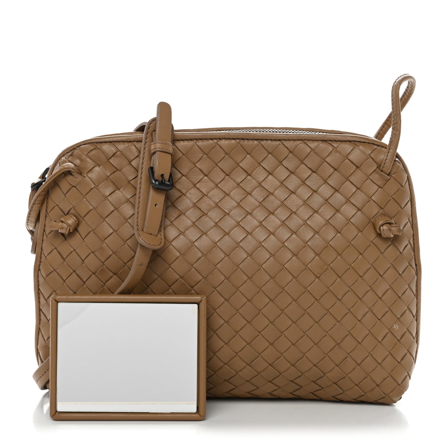 Nappa Intrecciato Nodini Crossbody Messenger Camel