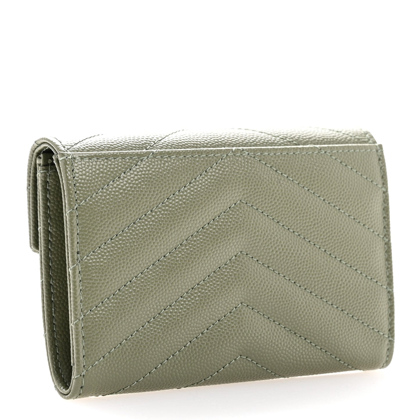 Grain De Poudre Matelasse Chevron Small Monogram Envelope Wallet Light Sage