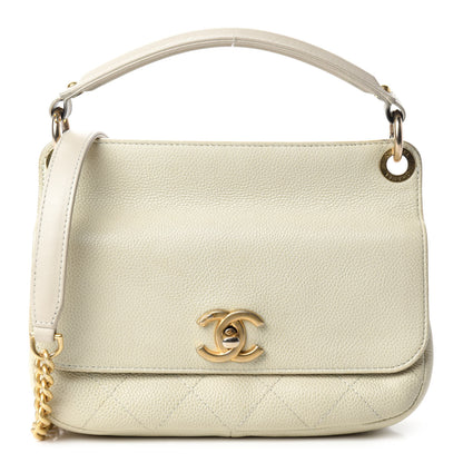 Chanel Caviar Stitched Top Handle Flap White 1 of 10