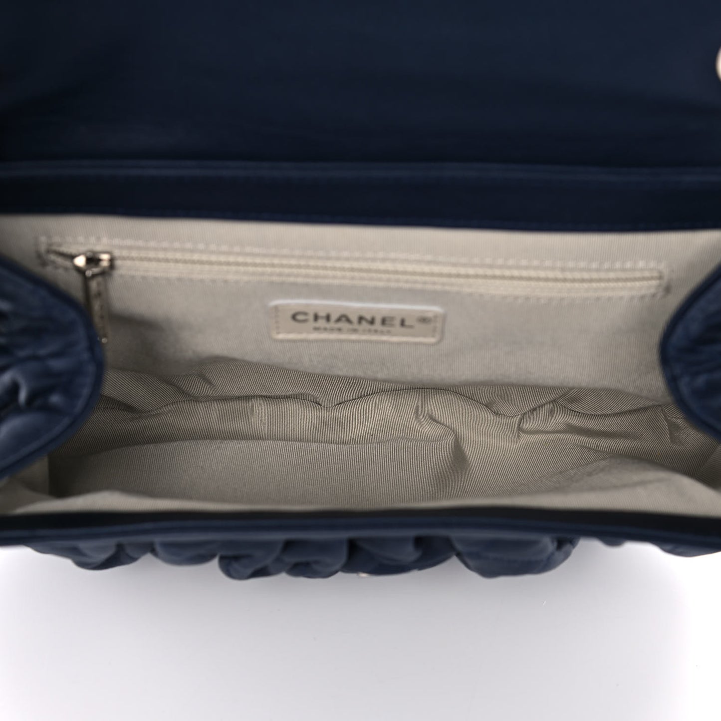 Washed Lambskin Quilted Mini Chain Around Flap Navy