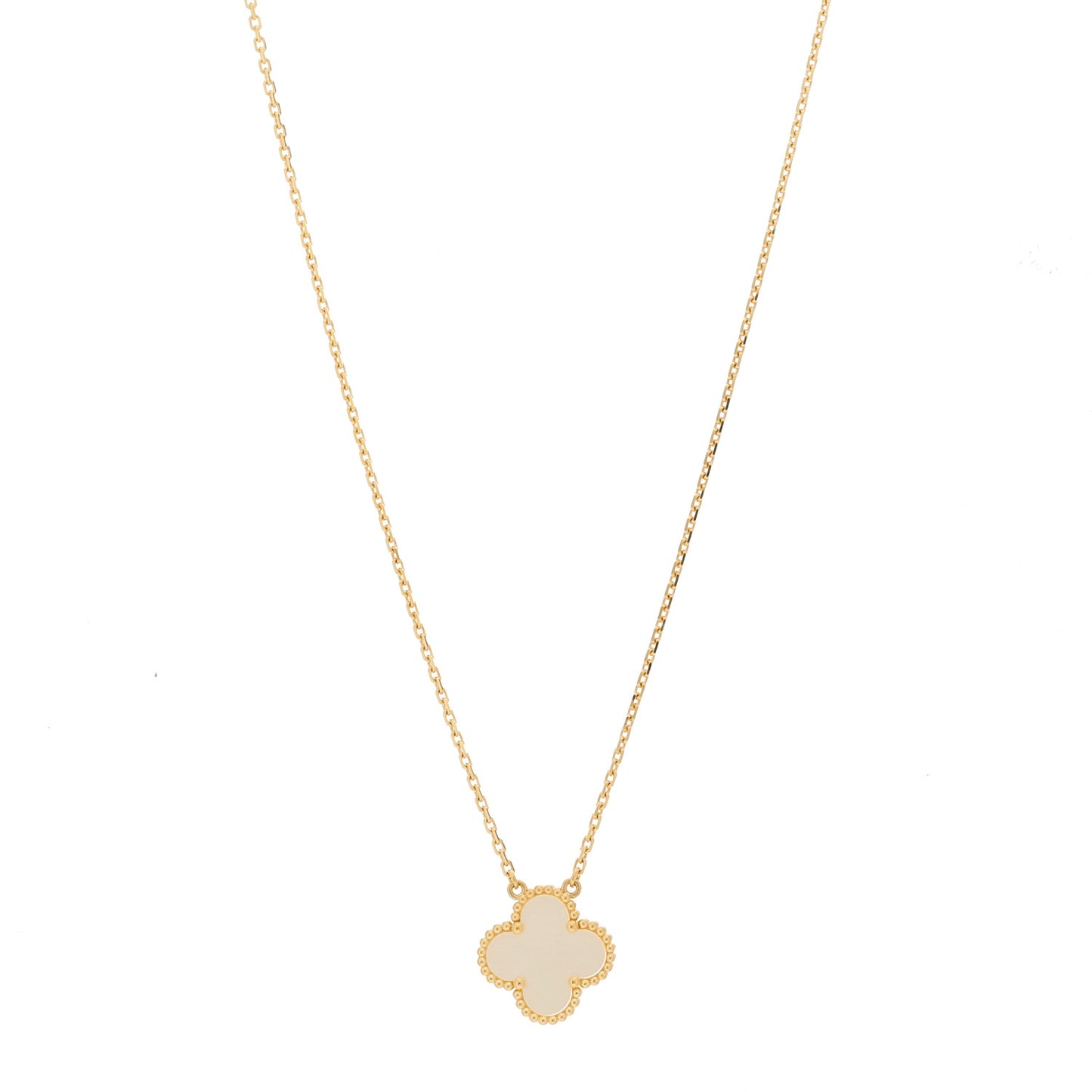 18K Yellow Gold Mother of Pearl Vintage Alhambra Pendant Necklace