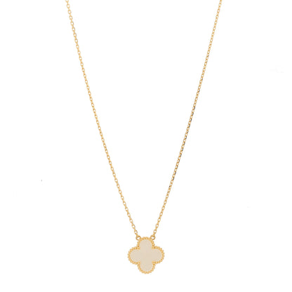 Van Cleef & Arpels 18K Yellow Gold Mother of Pearl Vintage Alhambra Pendant Necklace 1 of 6