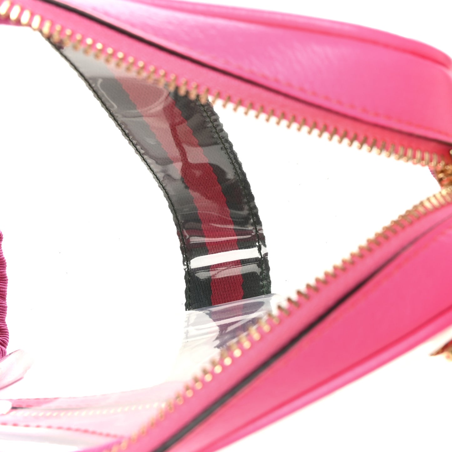 Vinyl Web Mini Ophidia Transparent Shoulder Bag Fluorescent Fuchsia