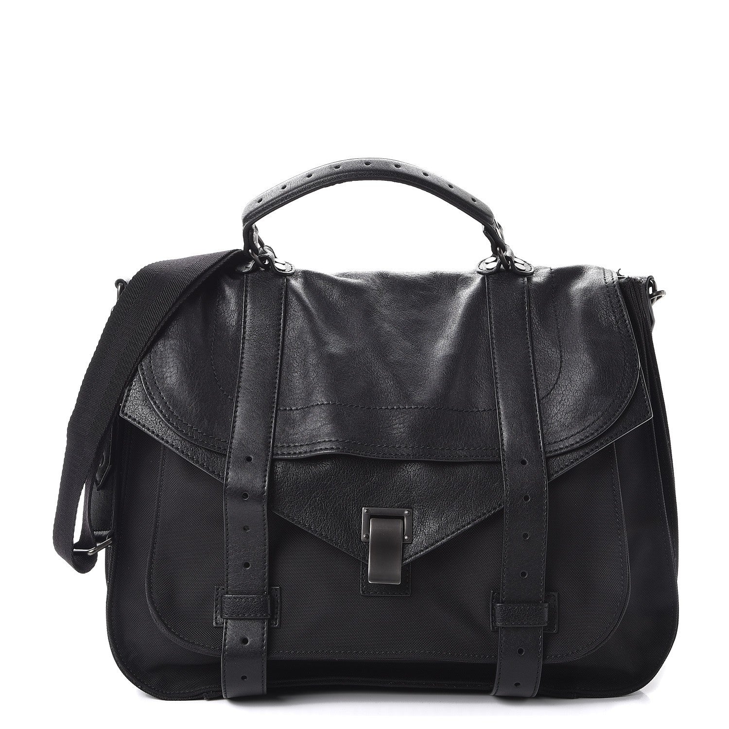 Proenza Schouler Lambskin Nylon Extra Large PS1 Satchel Black 1 of 14