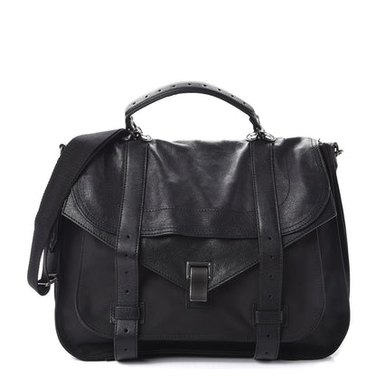 Proenza Schouler Lambskin Nylon Extra Large PS1 Satchel Black 1 of 14