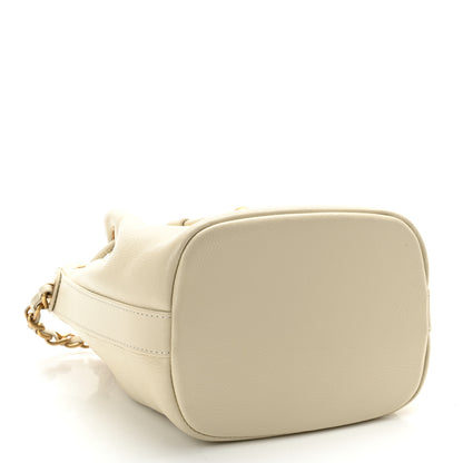 Chanel Shiny Aged Calfskin CC Chain Mini Drawstring Bag White 4 of 10
