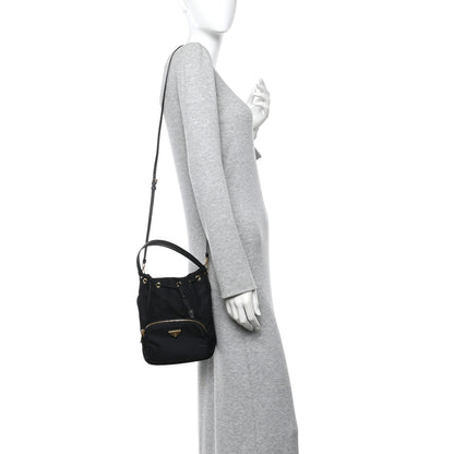 Prada Re-Nylon Saffiano Duet Bucket Crossbody Bag Black 2 of 13