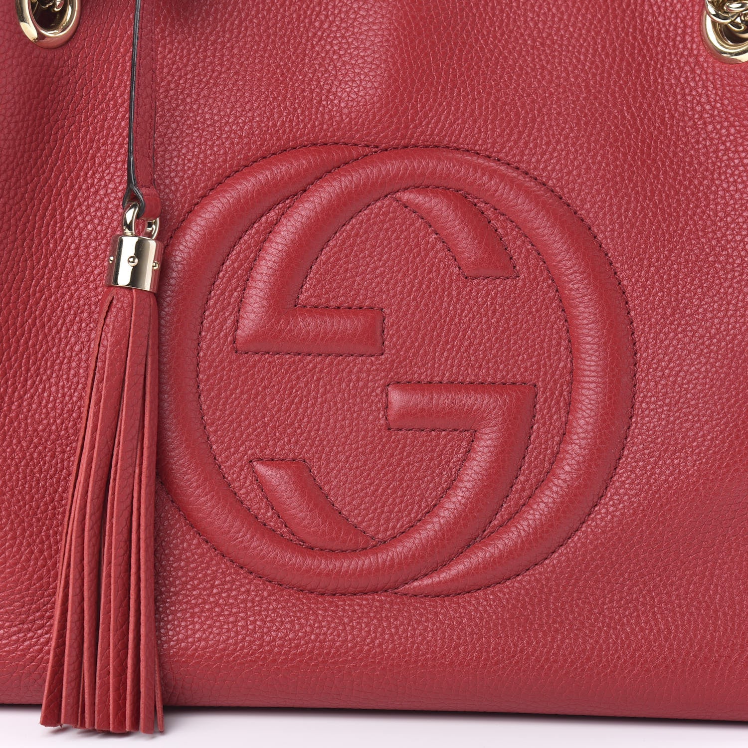 Gucci Pebbled Calfskin Medium Soho Chain Shoulder Bag Tabasco Red 10 of 10