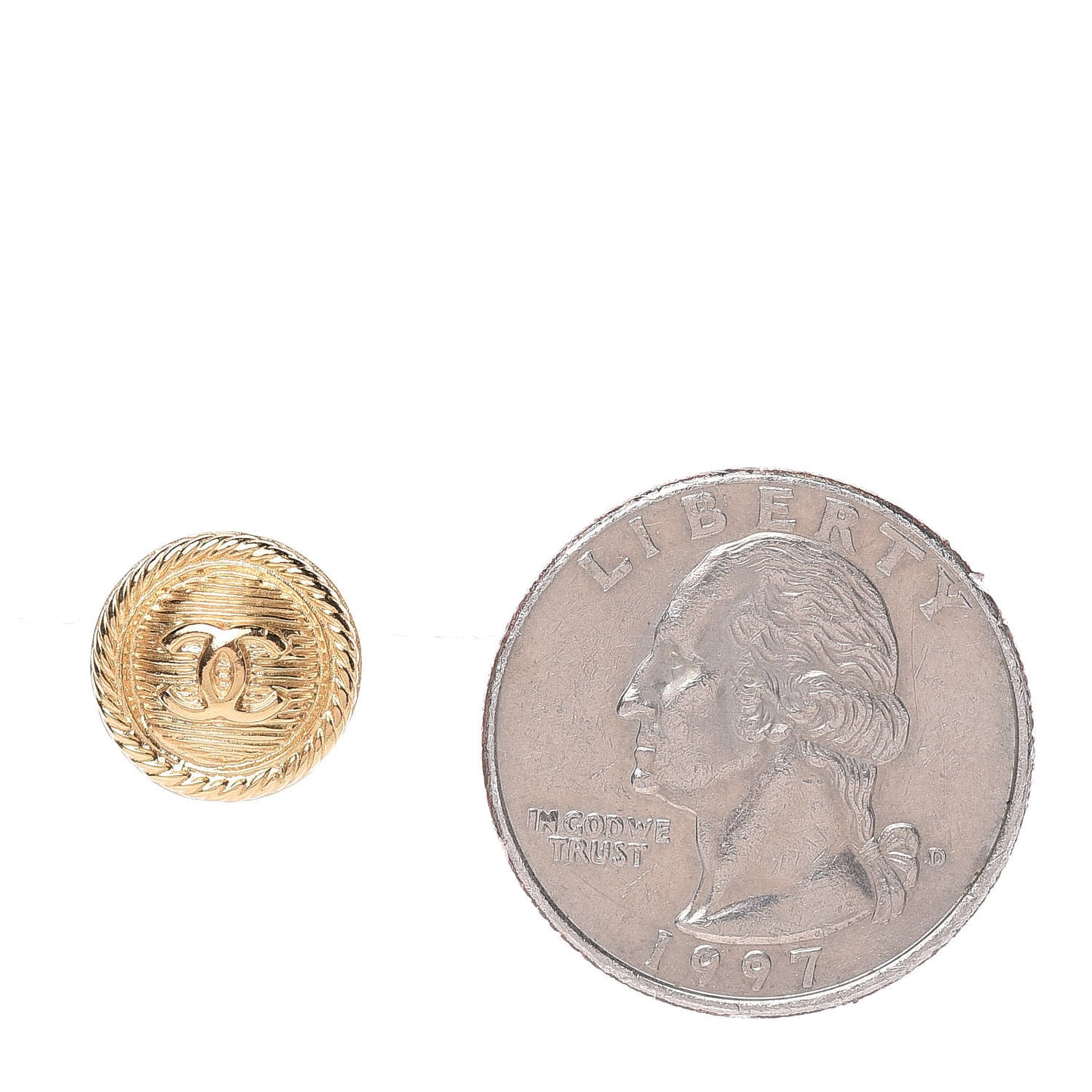 CC Button Earrings Gold