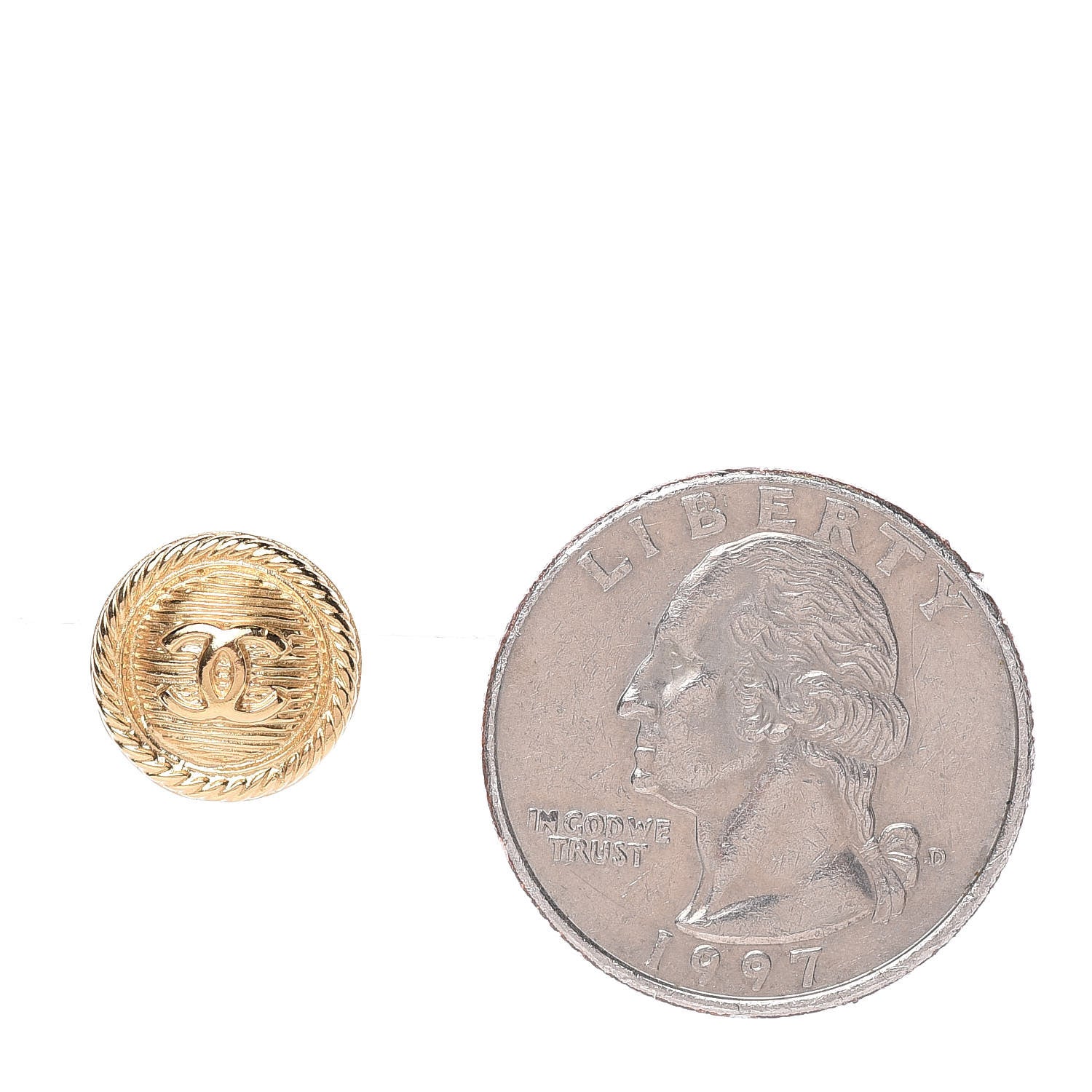 Chanel CC Button Earrings Gold 3 of 5