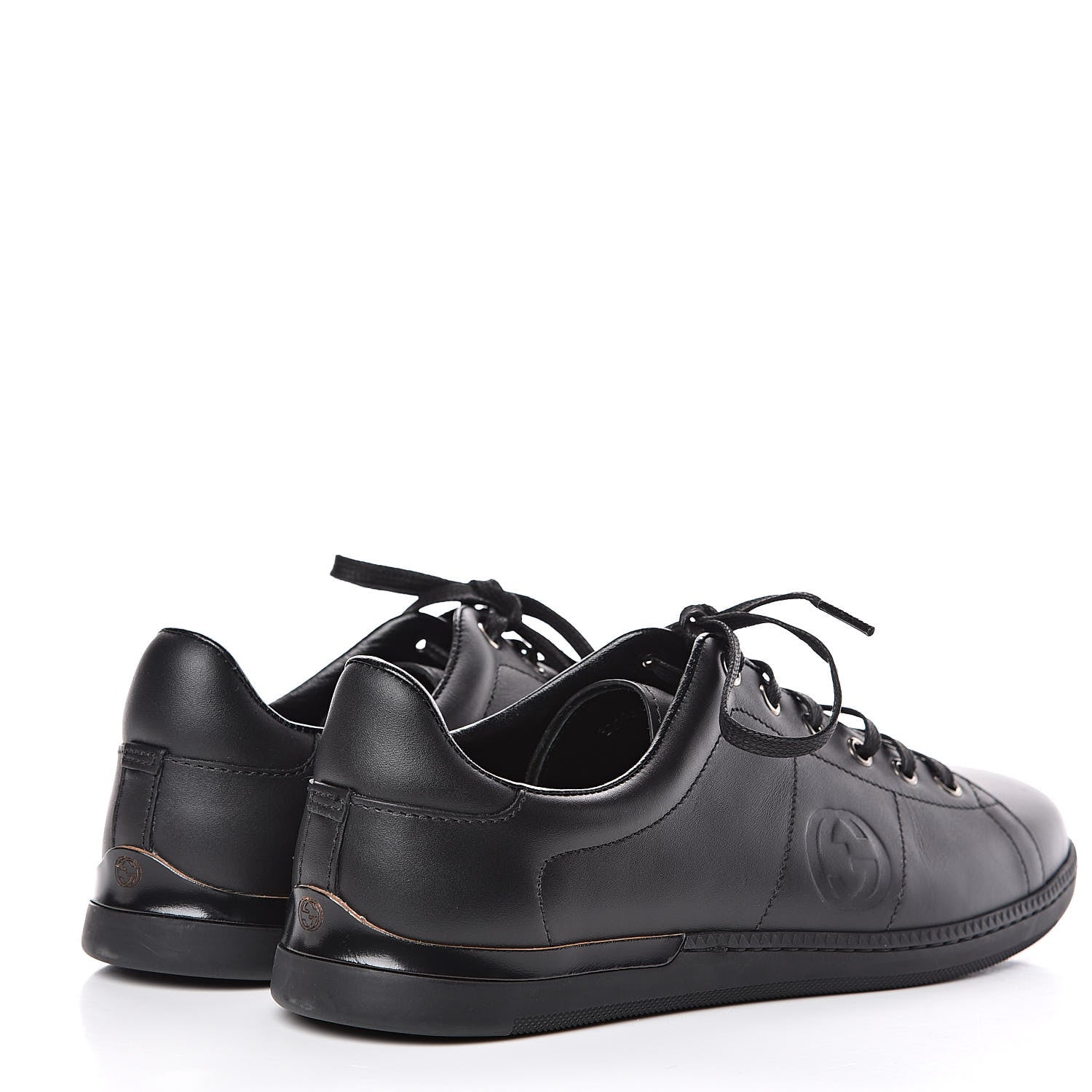 Gucci Calfskin Womens Interlocking G Sneakers 40 Black 4 of 8