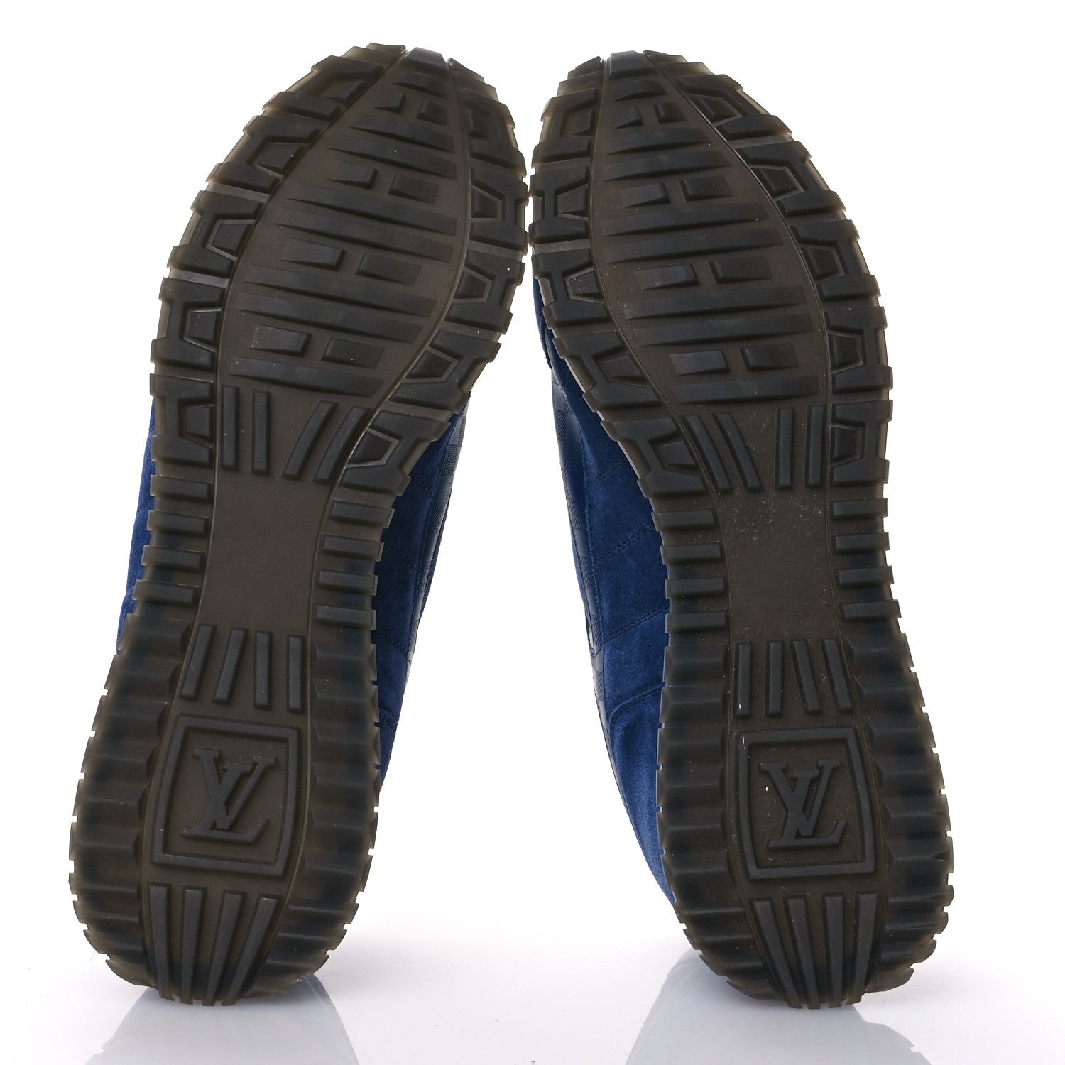 Louis Vuitton Calfskin Suede Damier Run Away Sneakers 10 Blue 6 of 8