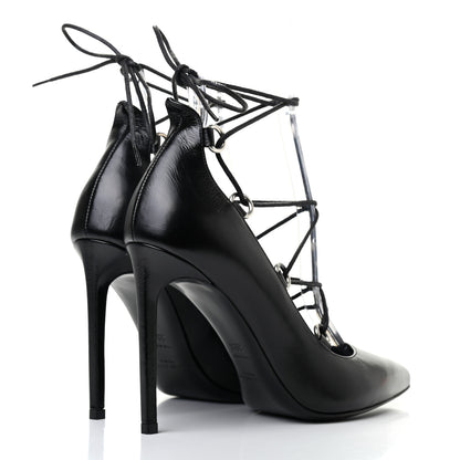 Saint Laurent Shiny Calfskin Paris 105 Lace Up Pumps 35.5 Black 4 of 7
