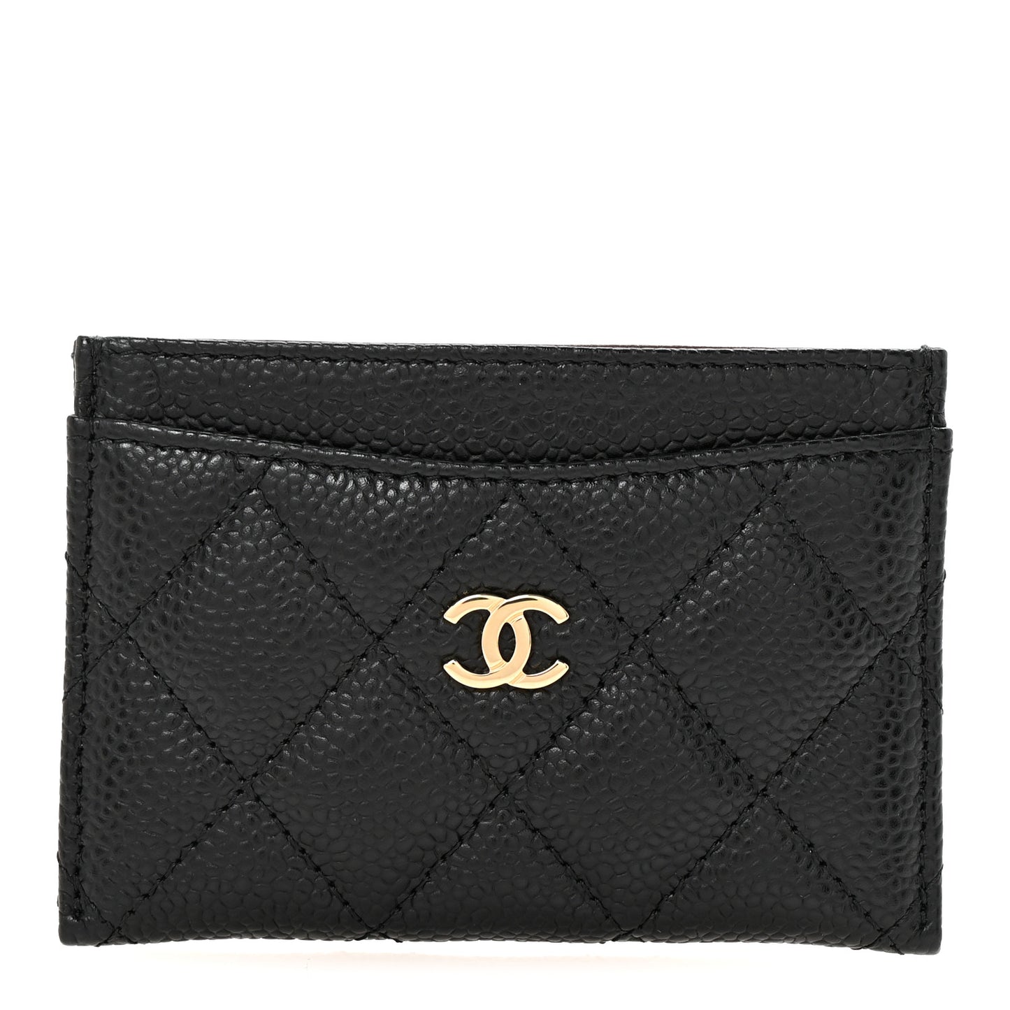 Caviar Quilted Card Holder Black