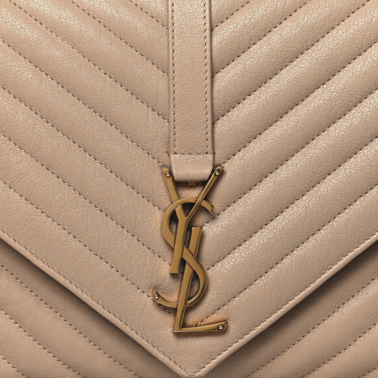 Saint Laurent Sheepskin Matelasse Chevron Monogram Large College Satchel Beige 8 of 11
