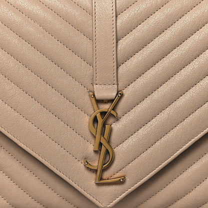 Saint Laurent Sheepskin Matelasse Chevron Monogram Large College Satchel Beige 8 of 11
