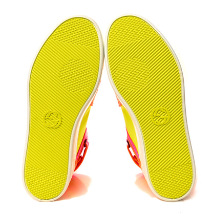 Gucci Calfskin Womens Neon High Top Sneakers 36 White Neon Yellow Pink Orange 5 of 8