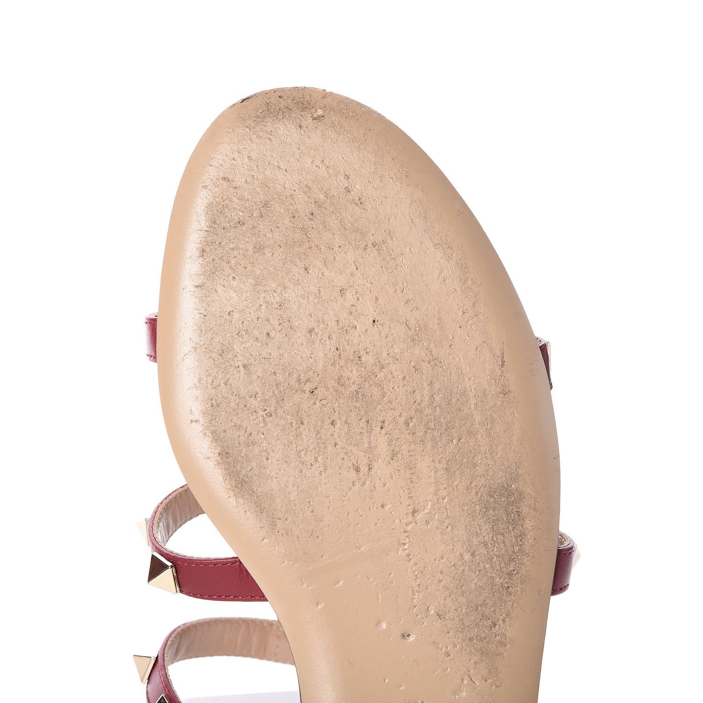 Calfskin Rockstud Caged Flat Slide Sandals 37.5 Rubino
