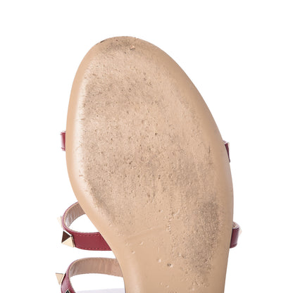 Valentino Garavani Calfskin Rockstud Caged Flat Slide Sandals 37.5 Rubino 13 of 13