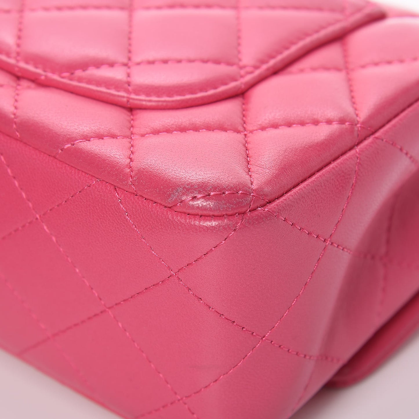 Lambskin Quilted Mini Rectangular Flap Fuchsia
