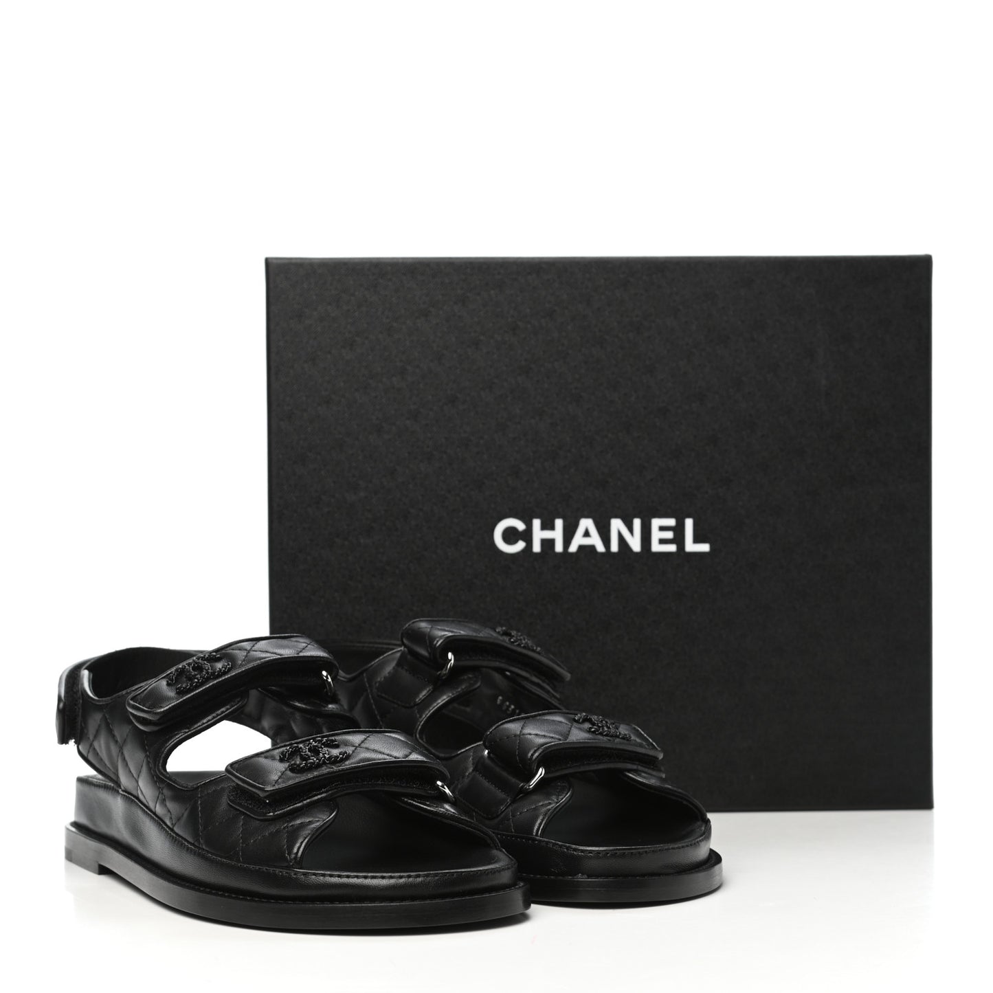 Lambskin Velcro Dad Sandals 38 Black
